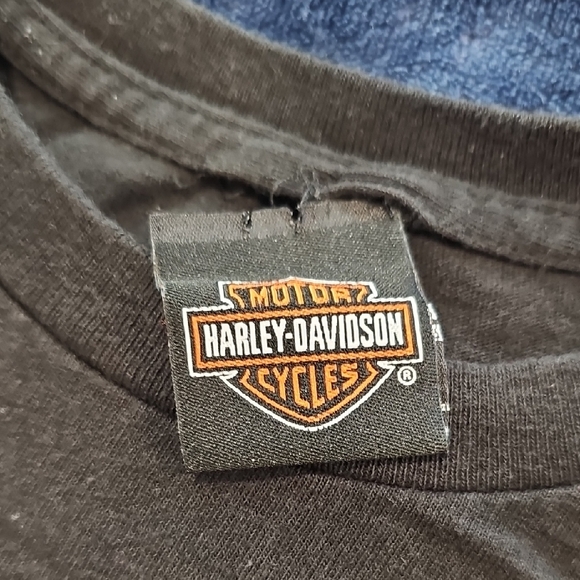 Harley-Davidson Black Tee with Yellow and Orange Logo - Picture 3 of 4